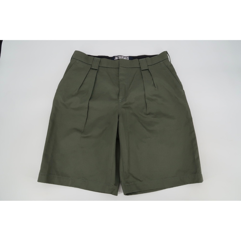 Jacquemus Le Short De Costume Shorts Mens 34 Olive Green Utilitarian Pleated 52